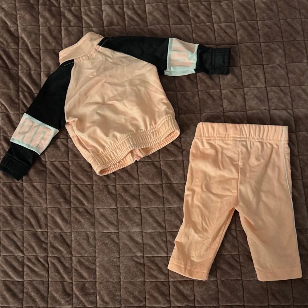 Puma Coral and Black Kids Tracksuit 0-3 Month - Picture 2 of 2